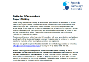 SPA Report Writing Regulation