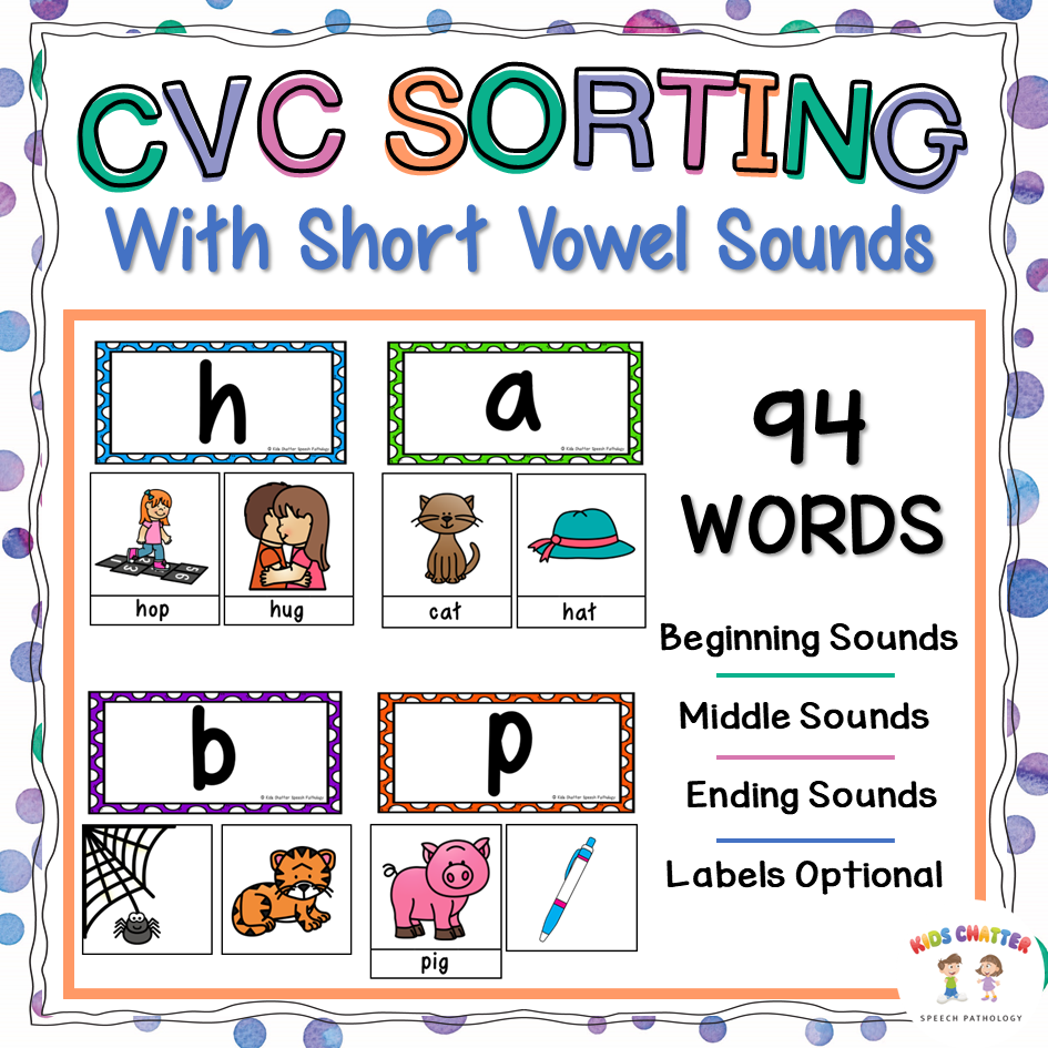 CVC Short Vowel Sorting - Kids Chatter Speech Pathology